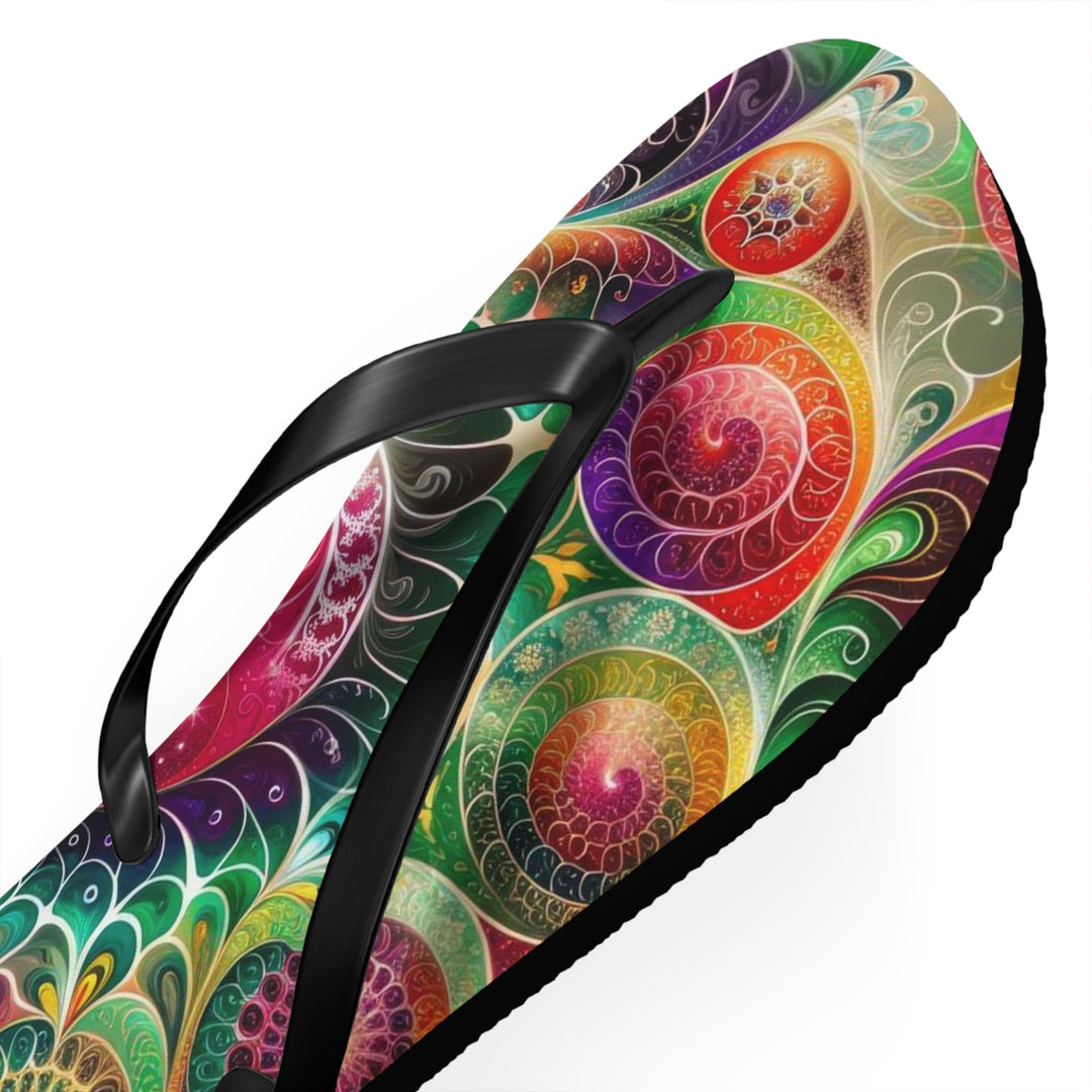 Kaleidoscopic Heart Symphony - Flip Flops - Shoes - g(0D·IO) - XL - Black sole -