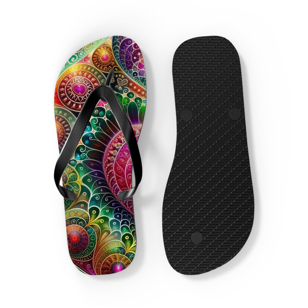 Kaleidoscopic Heart Symphony - Flip Flops - Shoes - g(0D·IO) - XL - Black sole -