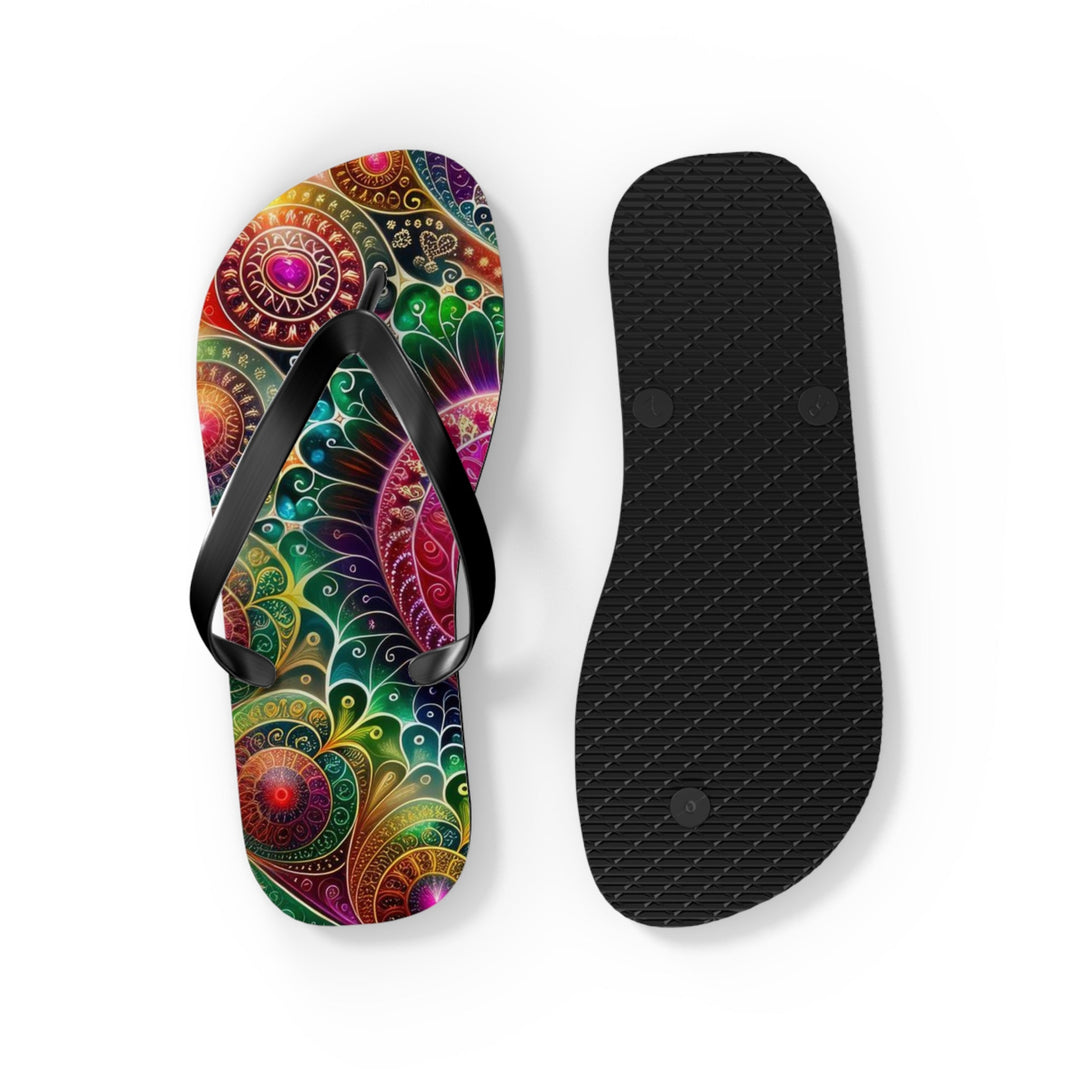 Kaleidoscopic Heart Symphony - Flip Flops - Shoes - g(0D·IO) - XL - Black sole -