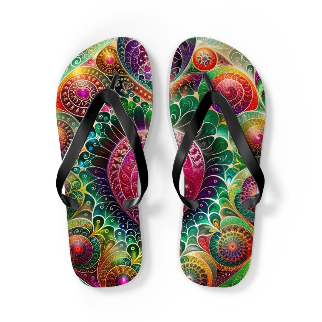 Kaleidoscopic Heart Symphony - Flip Flops - Shoes - g(0D·IO) - L - Black sole -