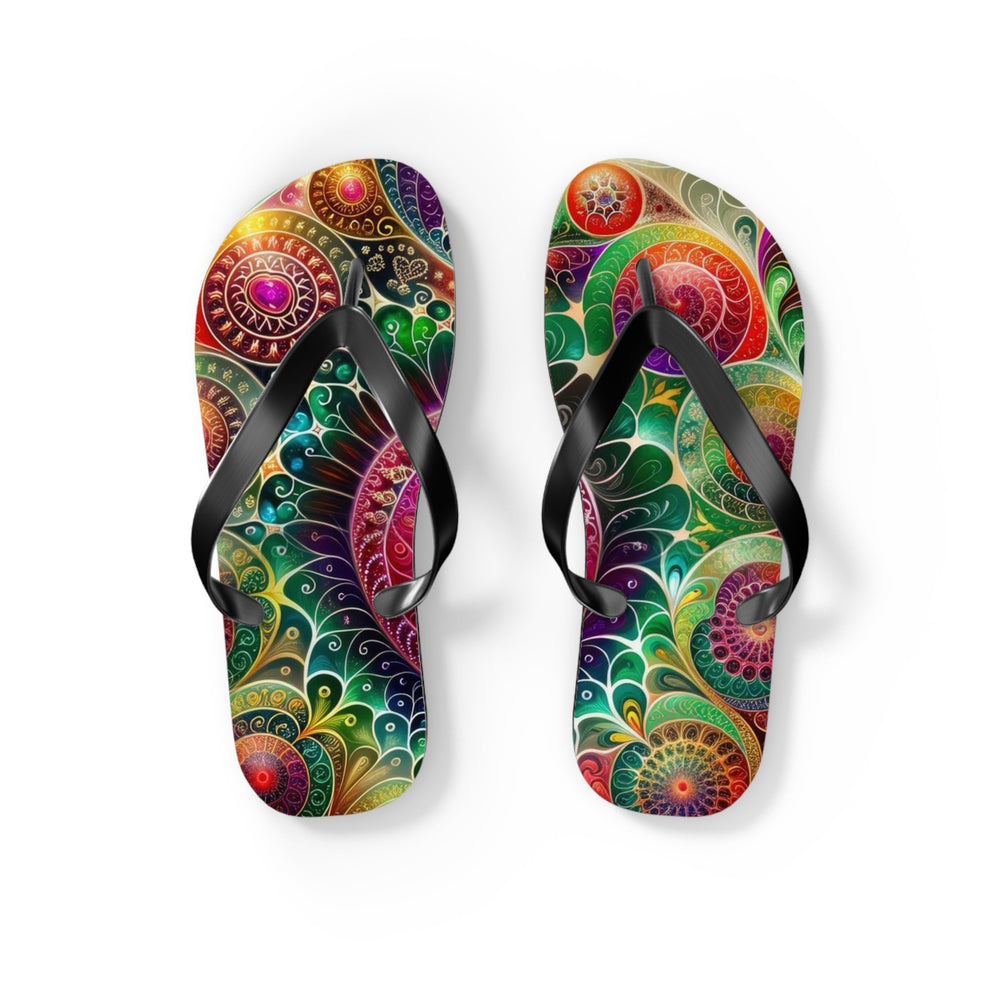 Kaleidoscopic Heart Symphony - Flip Flops - Shoes - g(0D·IO) - S - Black sole -