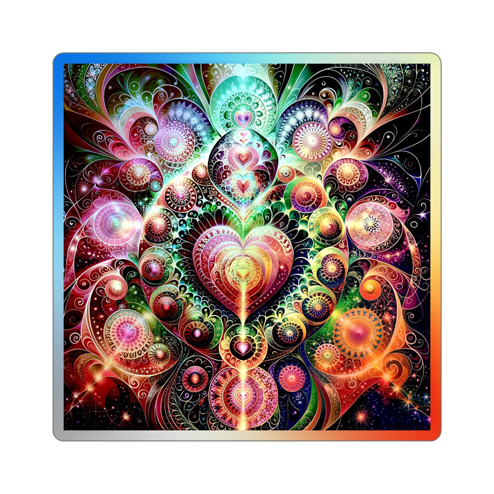 Kaleidoscopic Heart Symphony - Holographic Die-Cut Sticker - Paper products - g(0D·IO) - 3" × 3" - Die-Cut - Holographic