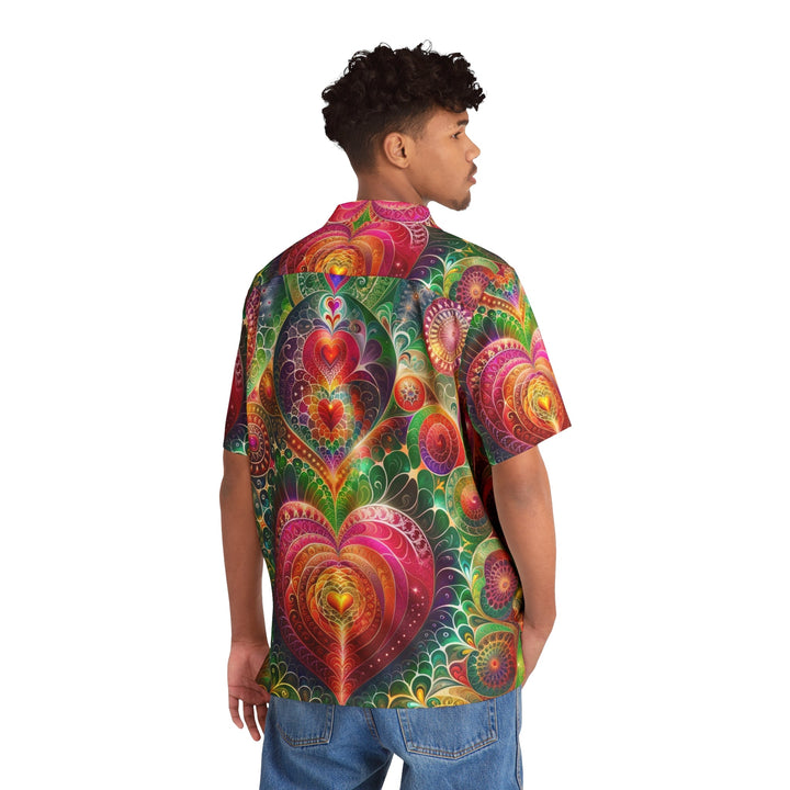 Kaleidoscopic Heart Symphony - Men's Hawaiian Shirt - All Over Prints - g(0D·IO) - S - Black -