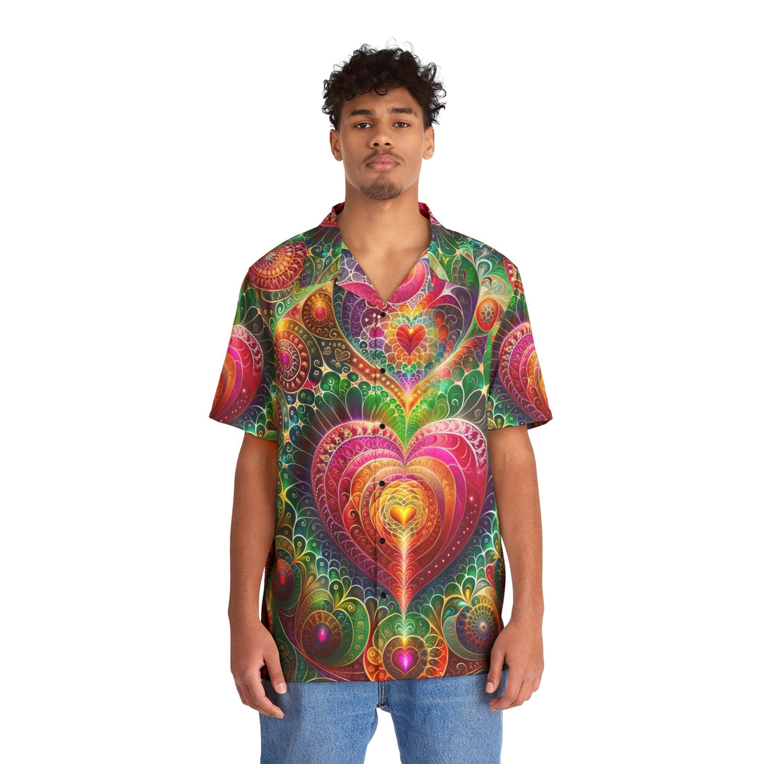 Kaleidoscopic Heart Symphony - Men's Hawaiian Shirt - All Over Prints - g(0D·IO) - S - Black -
