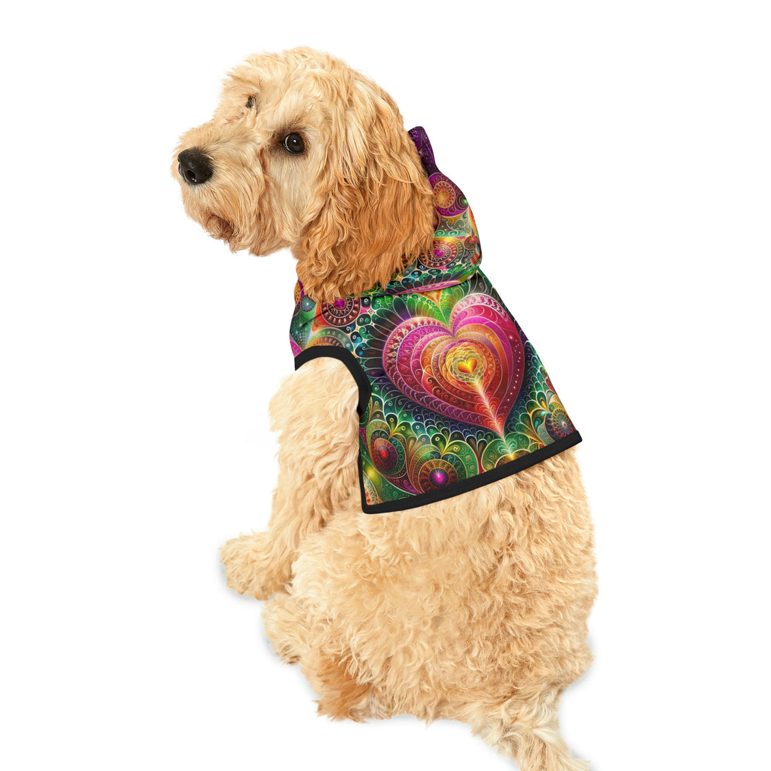 Kaleidoscopic Heart Symphony - Pet Hoodie - Pets - g(0D·IO) - XXS - Black Rib -