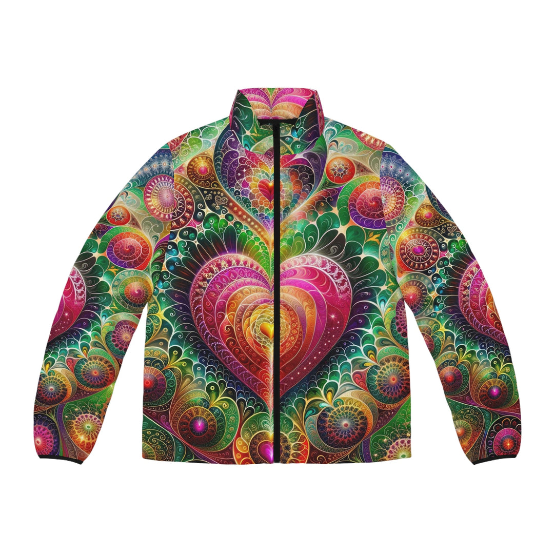 Kaleidoscopic Heart Symphony - Puffer Jacket - All Over Prints - g(0D·IO) - S - Black zipper -