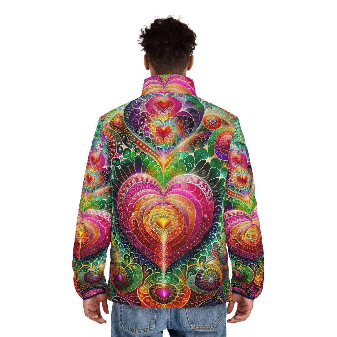 Kaleidoscopic Heart Symphony - Puffer Jacket - All Over Prints - g(0D·IO) - S - Black zipper -
