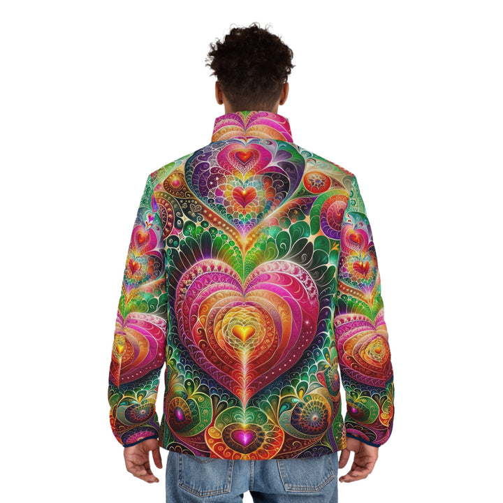 Kaleidoscopic Heart Symphony - Puffer Jacket - All Over Prints - g(0D·IO) - S - Black zipper -