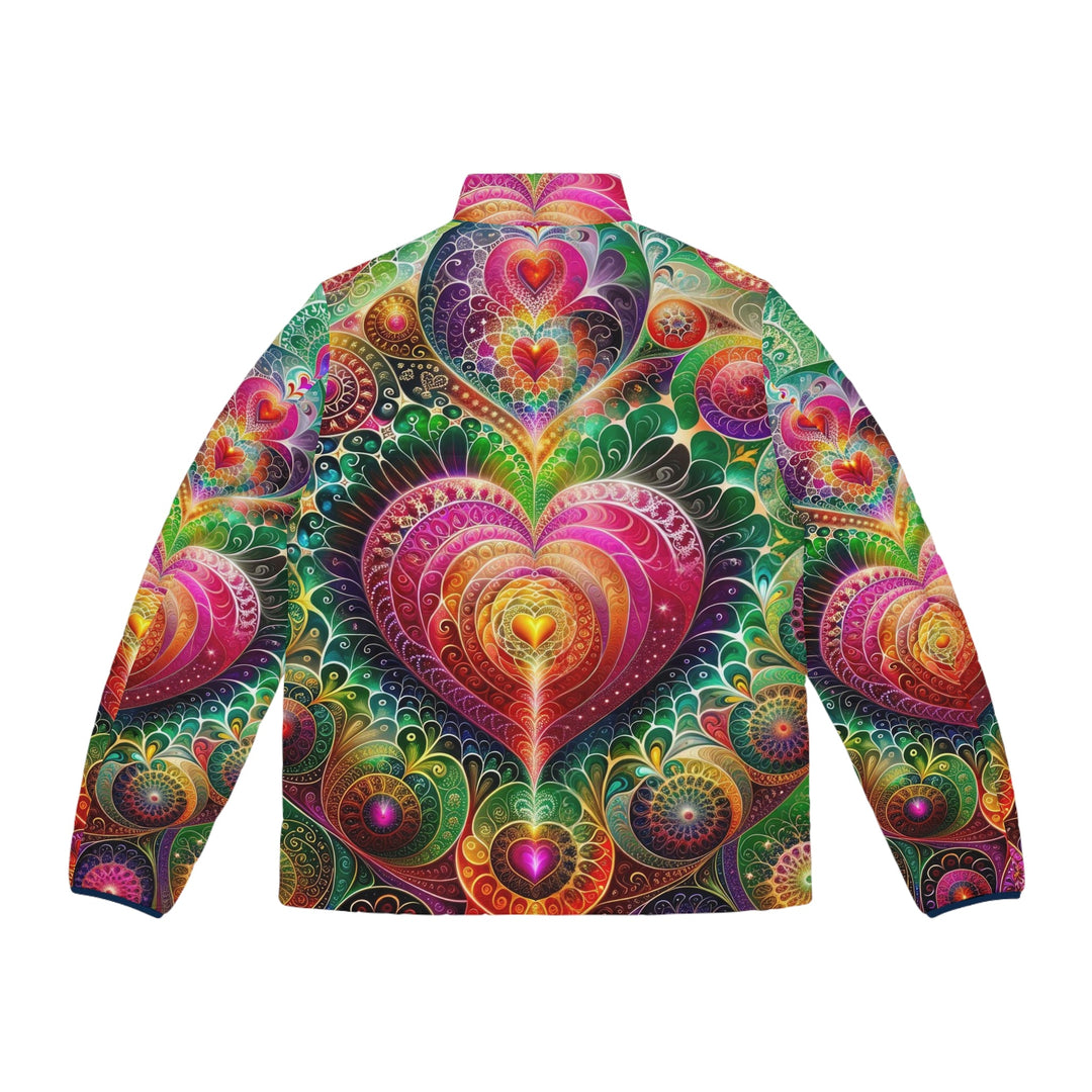Kaleidoscopic Heart Symphony - Puffer Jacket - All Over Prints - g(0D·IO) - S - Black zipper -