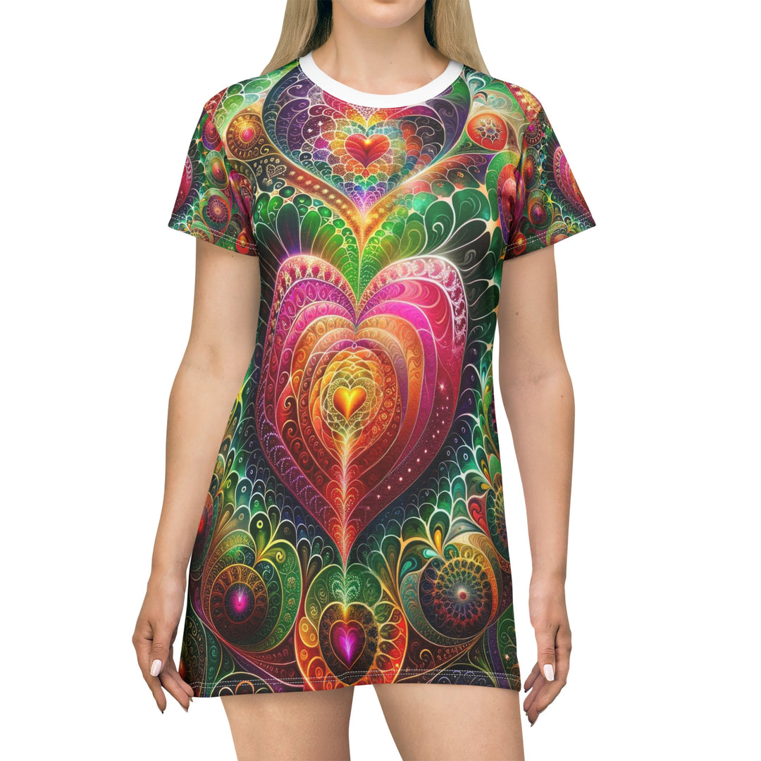 Kaleidoscopic Heart Symphony - T-Shirt Dress - All Over Prints - g(0D·IO) - XS - -