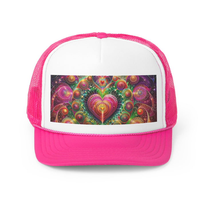 Kaleidoscopic Heart Symphony - Trucker Hat - Hats - g(0D·IO) - Pink - One size -