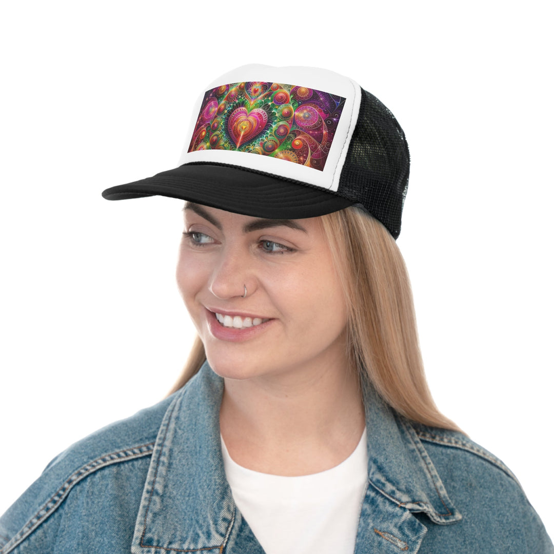 Kaleidoscopic Heart Symphony - Trucker Hat - Hats - g(0D·IO) - Pink - One size -