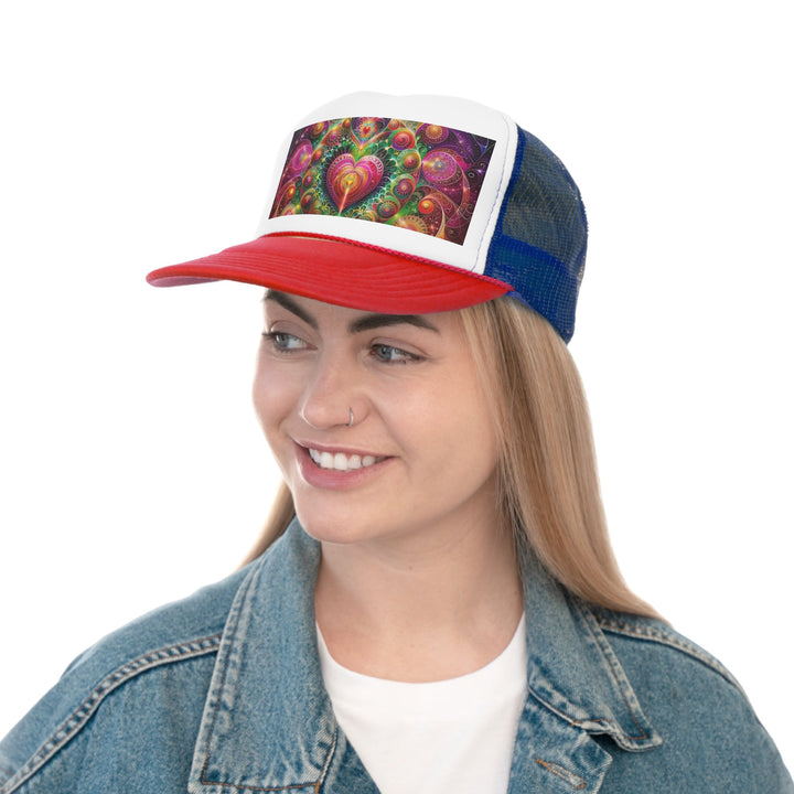 Kaleidoscopic Heart Symphony - Trucker Hat - Hats - g(0D·IO) - Pink - One size -