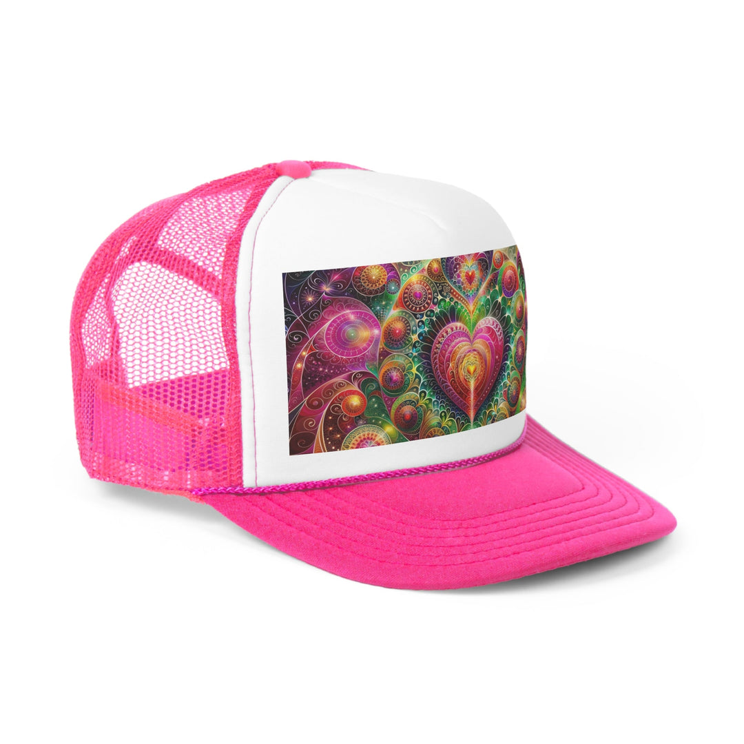 Kaleidoscopic Heart Symphony - Trucker Hat - Hats - g(0D·IO) - Pink - One size -