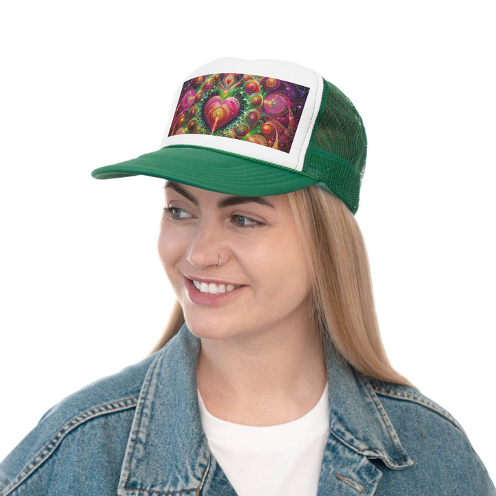 Kaleidoscopic Heart Symphony - Trucker Hat - Hats - g(0D·IO) - Pink - One size -