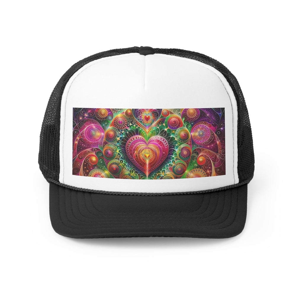 Kaleidoscopic Heart Symphony - Trucker Hat - Hats - g(0D·IO) - Black - One size -