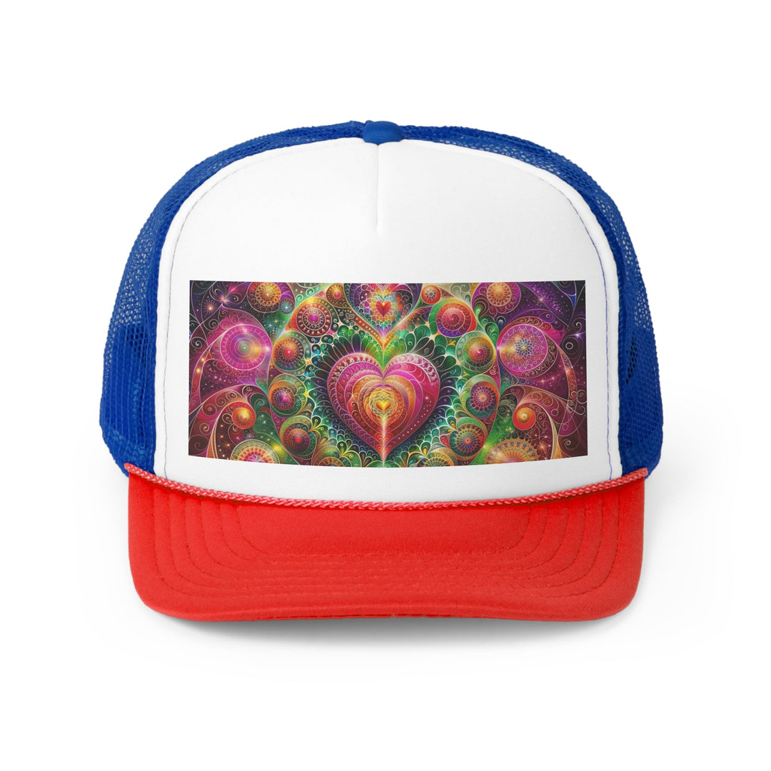 Kaleidoscopic Heart Symphony - Trucker Hat - Hats - g(0D·IO) - Blue/Red - One size -