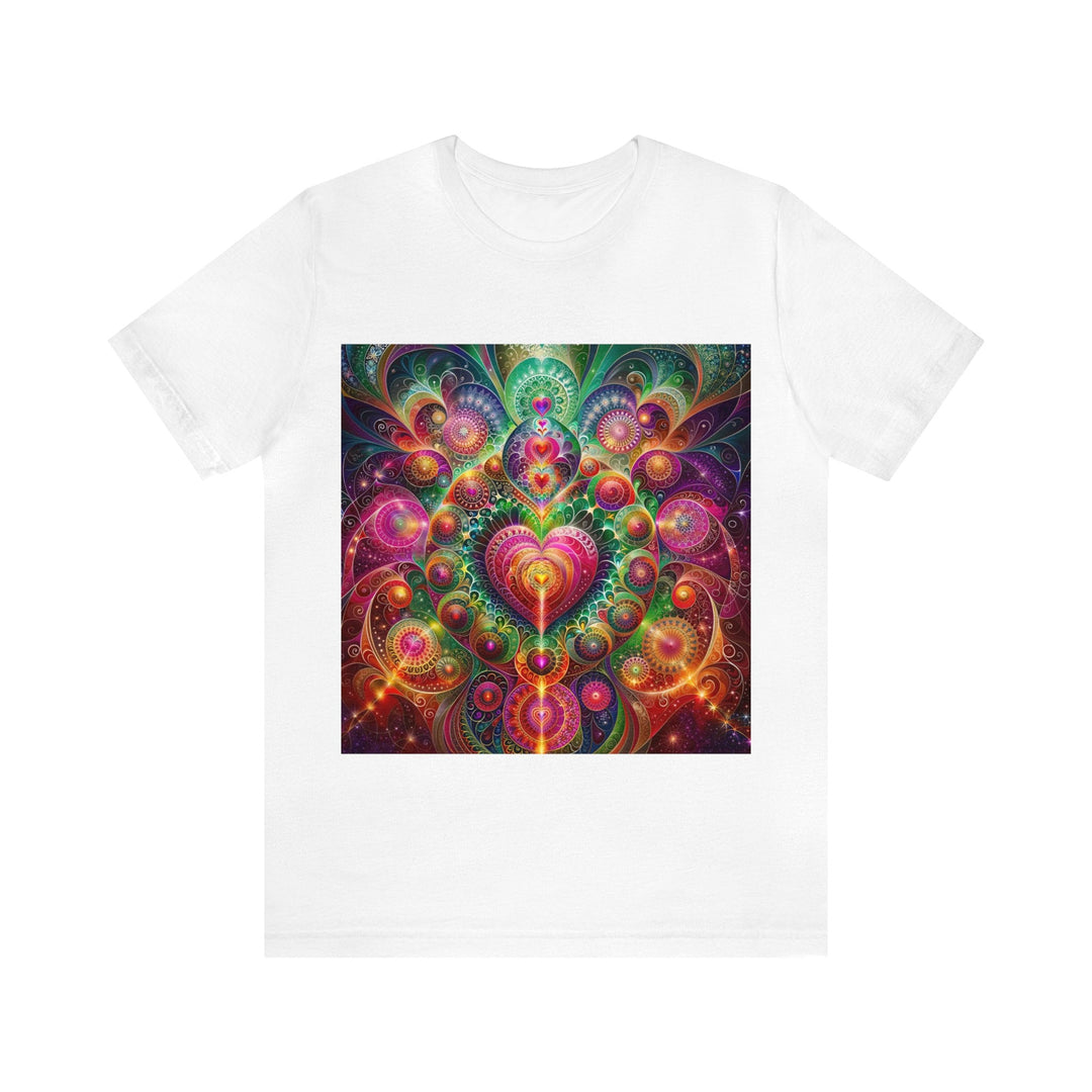 Kaleidoscopic Heart Symphony - Unisex Jersey Short Sleeve Tee - T-Shirt - g(0D·IO) - White - S -