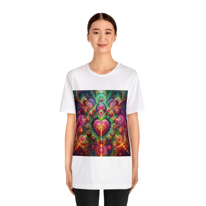 Kaleidoscopic Heart Symphony - Unisex Jersey Short Sleeve Tee - T-Shirt - g(0D·IO) - Black - S -