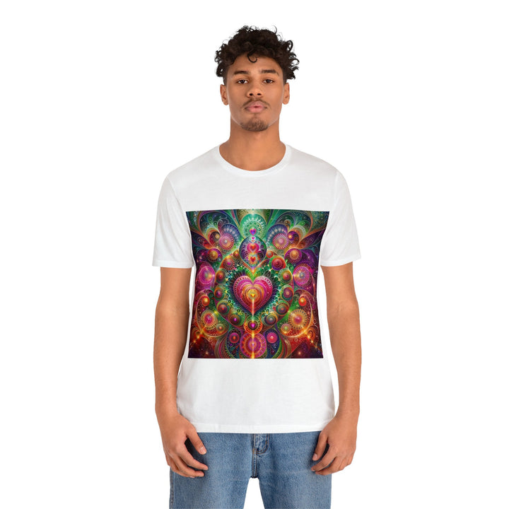 Kaleidoscopic Heart Symphony - Unisex Jersey Short Sleeve Tee - T-Shirt - g(0D·IO) - Black - S -