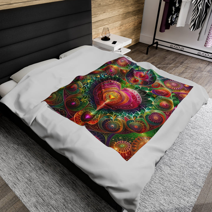 Kaleidoscopic Heart Symphony - Velveteen Plush Blanket - All Over Prints - g(0D·IO) - 60" × 80" - -