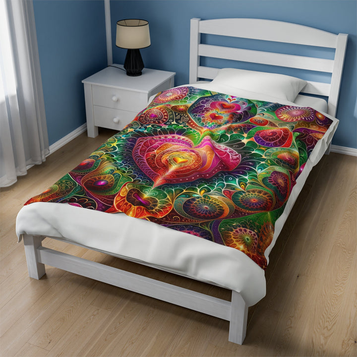 Kaleidoscopic Heart Symphony - Velveteen Plush Blanket - All Over Prints - g(0D·IO) - 60" × 80" - -