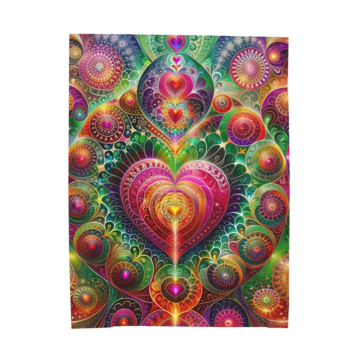 Kaleidoscopic Heart Symphony - Velveteen Plush Blanket - All Over Prints - g(0D·IO) - 60" × 80" - -