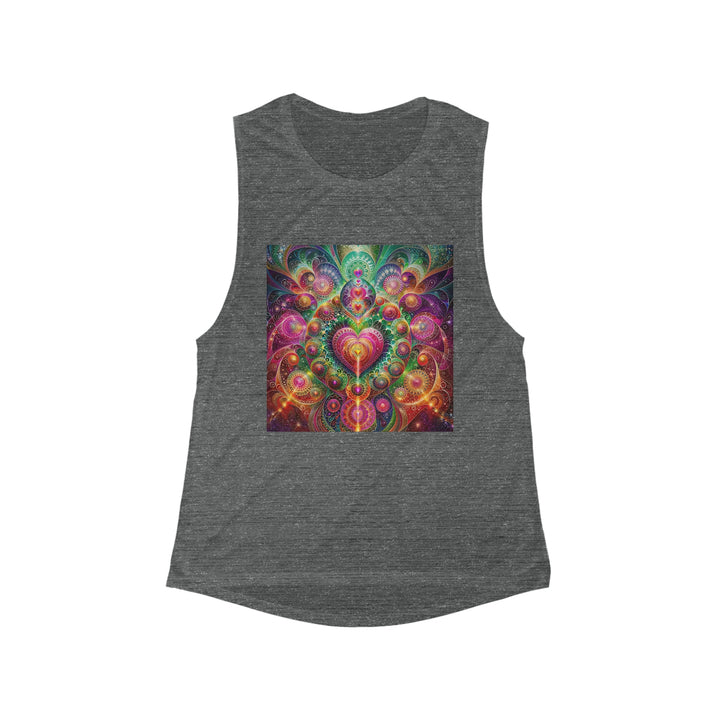 Kaleidoscopic Heart Symphony - Women's Flowy Scoop Muscle Tank - Tank Top - g(0D·IO) - S - Asphalt Slub -
