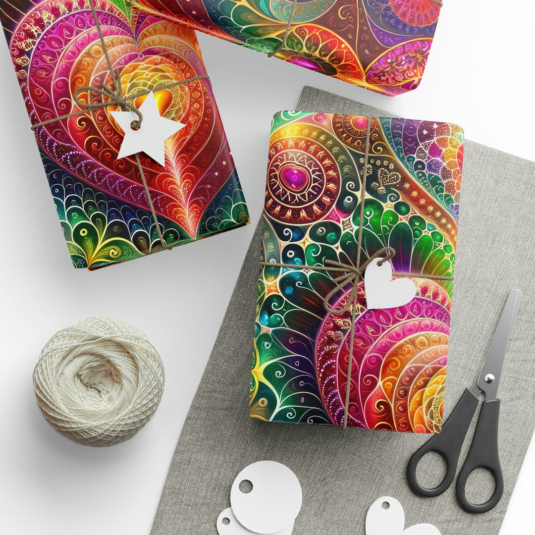 Kaleidoscopic Heart Symphony - Wrapping Paper - Home Decor - g(0D·IO) - 30" x 180" - Matte -