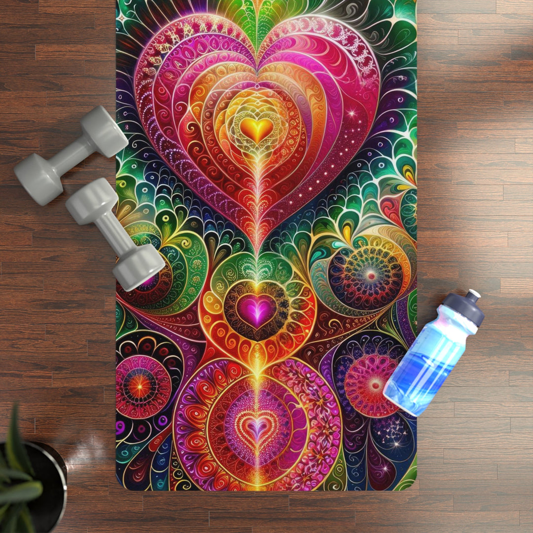 Kaleidoscopic Heart Symphony - Yoga Mat - Home Decor - g(0D·IO) - 24” x 68” - -