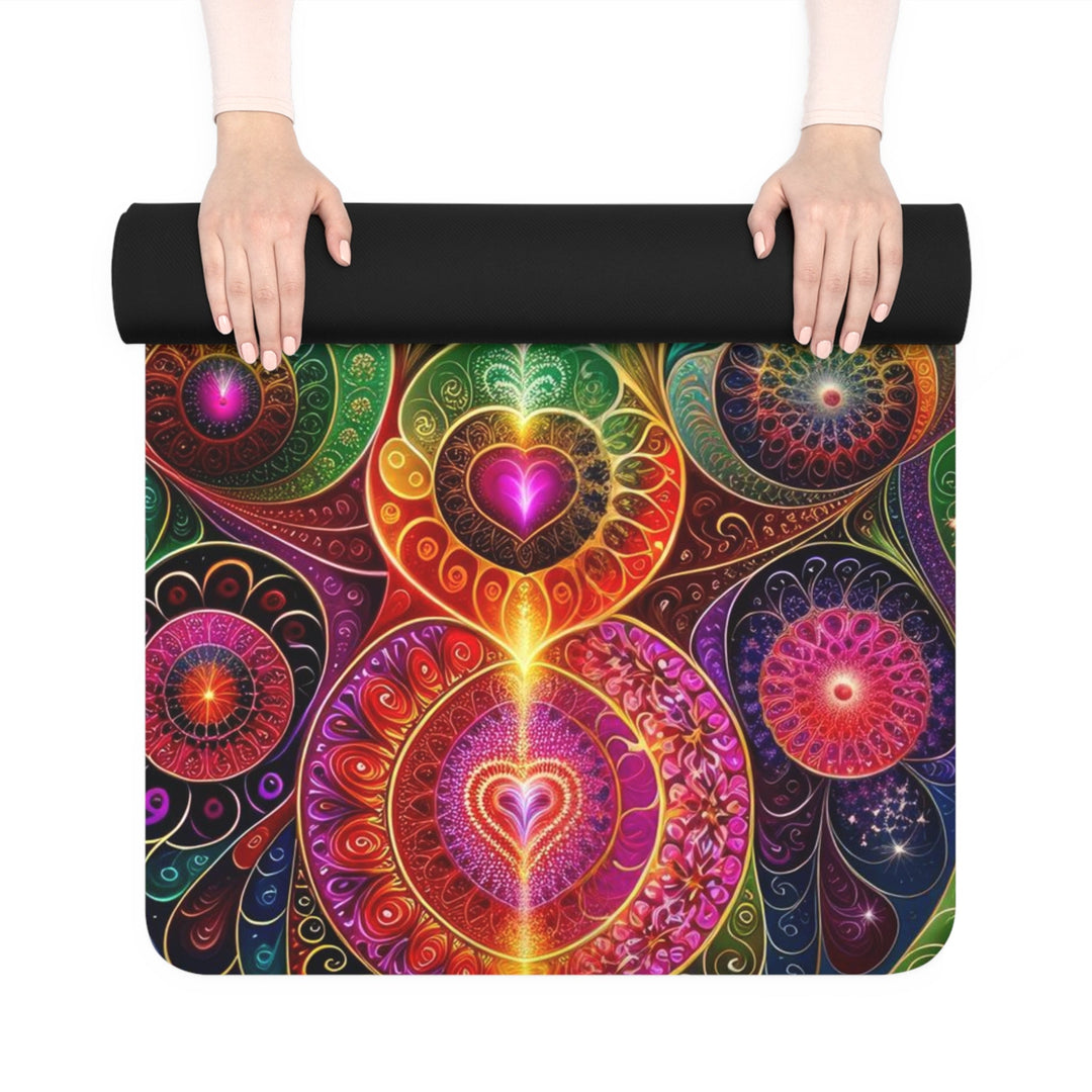 Kaleidoscopic Heart Symphony - Yoga Mat - Home Decor - g(0D·IO) - 24” x 68” - -