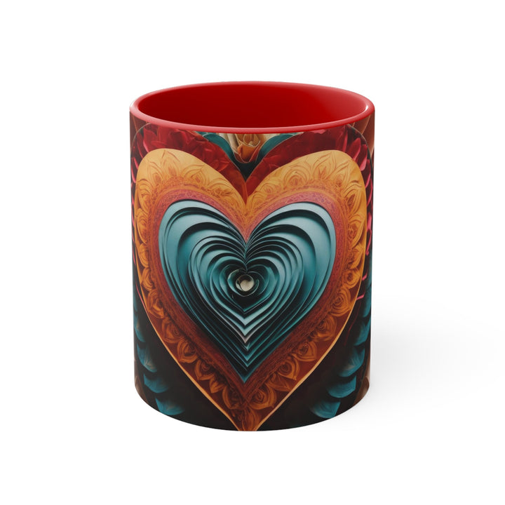 Layered Heart Artwork - Accent Coffee Mug - Mug - g(0D·IO) - Red - 11oz -