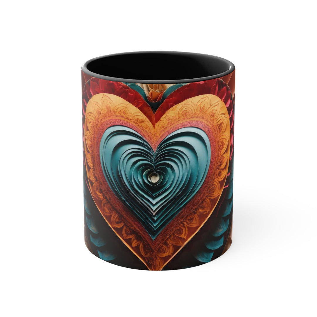 Layered Heart Artwork - Accent Coffee Mug - Mug - g(0D·IO) - Black - 11oz -