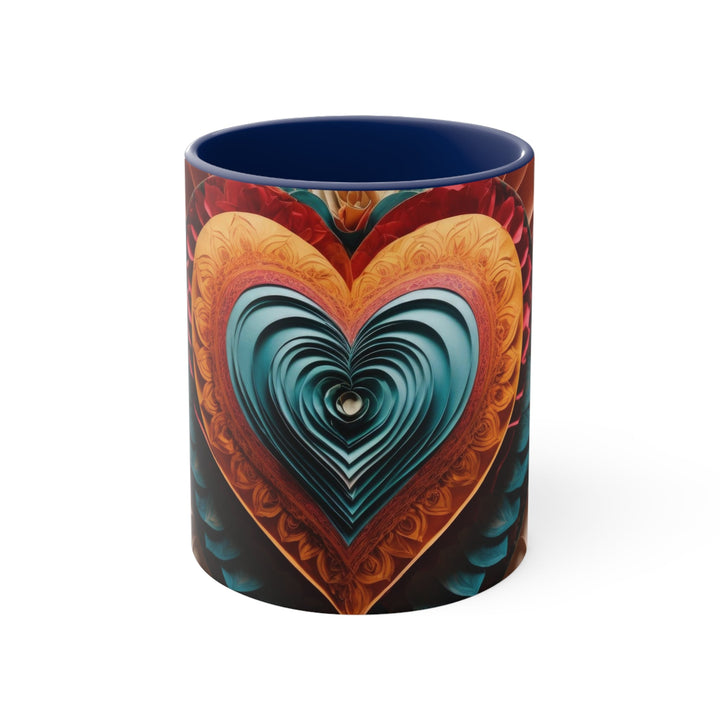 Layered Heart Artwork - Accent Coffee Mug - Mug - g(0D·IO) - Navy - 11oz -