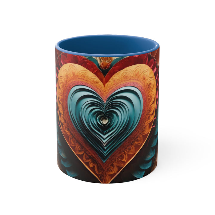 Layered Heart Artwork - Accent Coffee Mug - Mug - g(0D·IO) - Blue - 11oz -