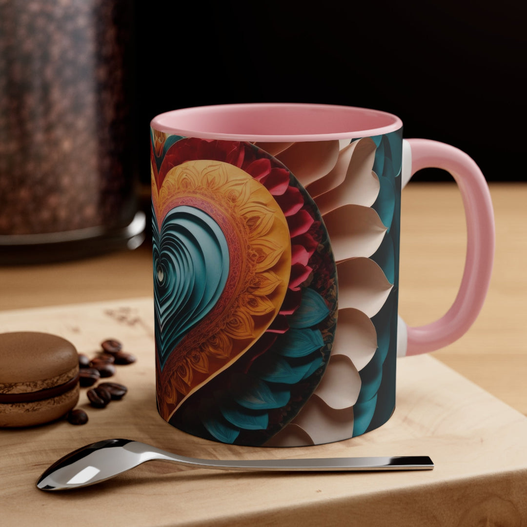 Layered Heart Artwork - Accent Coffee Mug - Mug - g(0D·IO) - Pink - 11oz -