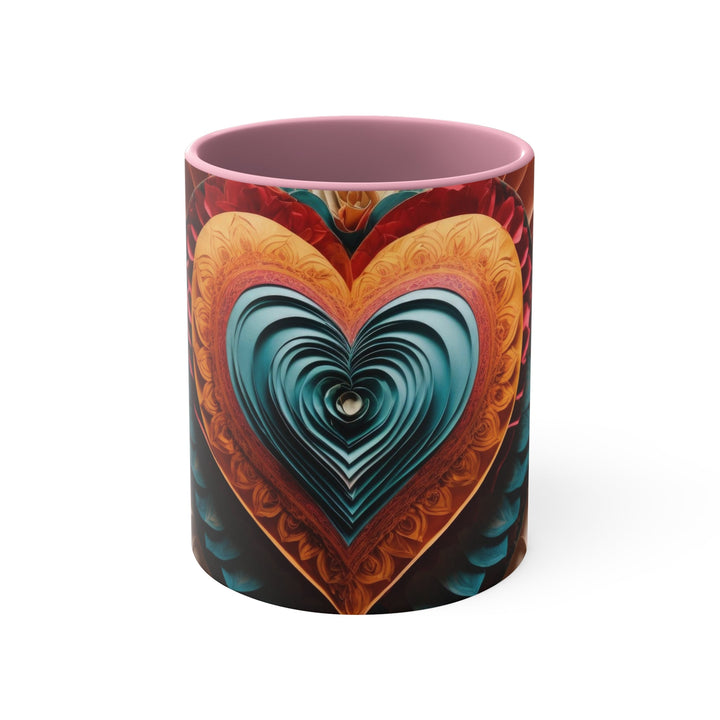 Layered Heart Artwork - Accent Coffee Mug - Mug - g(0D·IO) - Pink - 11oz -