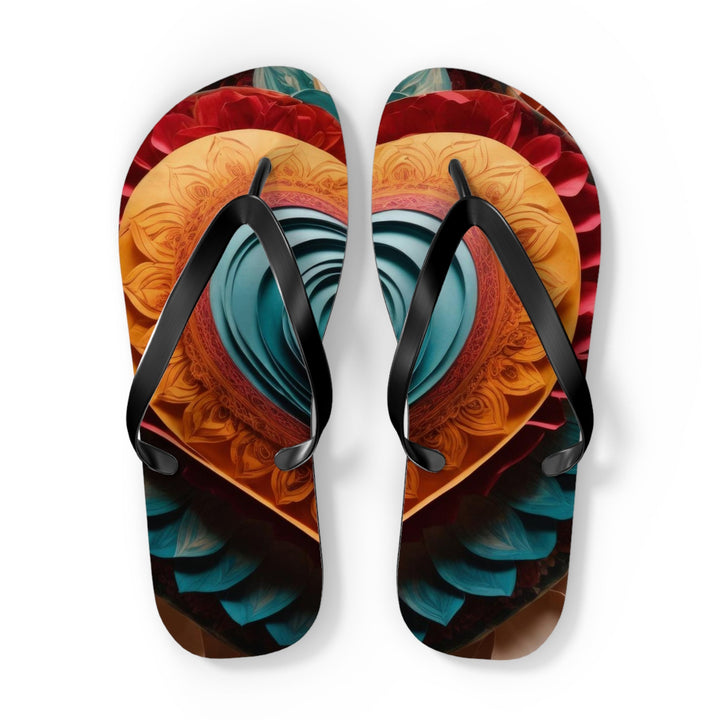 Layered Heart Artwork - Flip Flops - Shoes - g(0D·IO) - XL - Black sole -