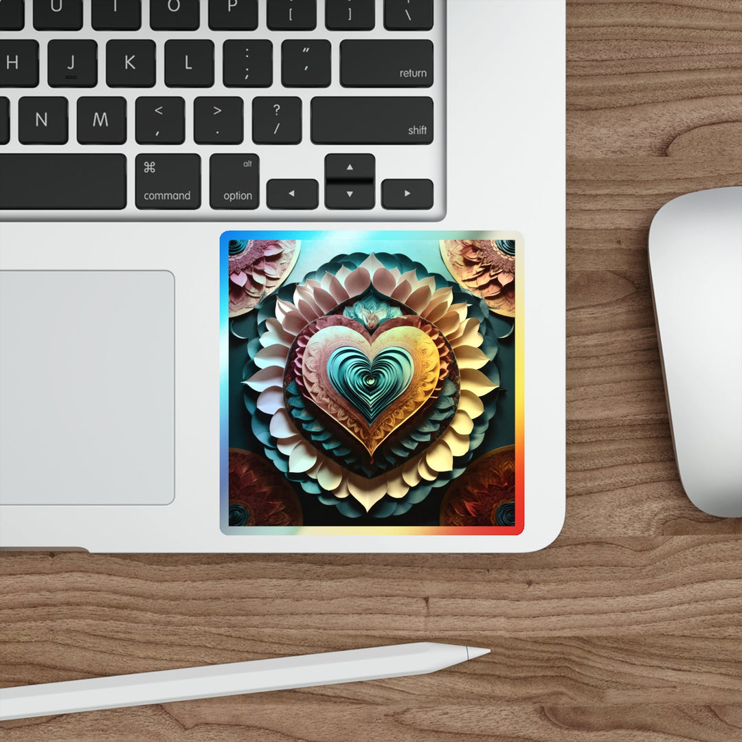 Layered Heart Artwork - Holographic Die-Cut Sticker - Paper products - g(0D·IO) - 5" × 5" - Die-Cut - Holographic