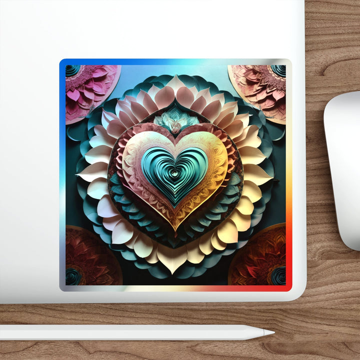 Layered Heart Artwork - Holographic Die-Cut Sticker - Paper products - g(0D·IO) - 5" × 5" - Die-Cut - Holographic