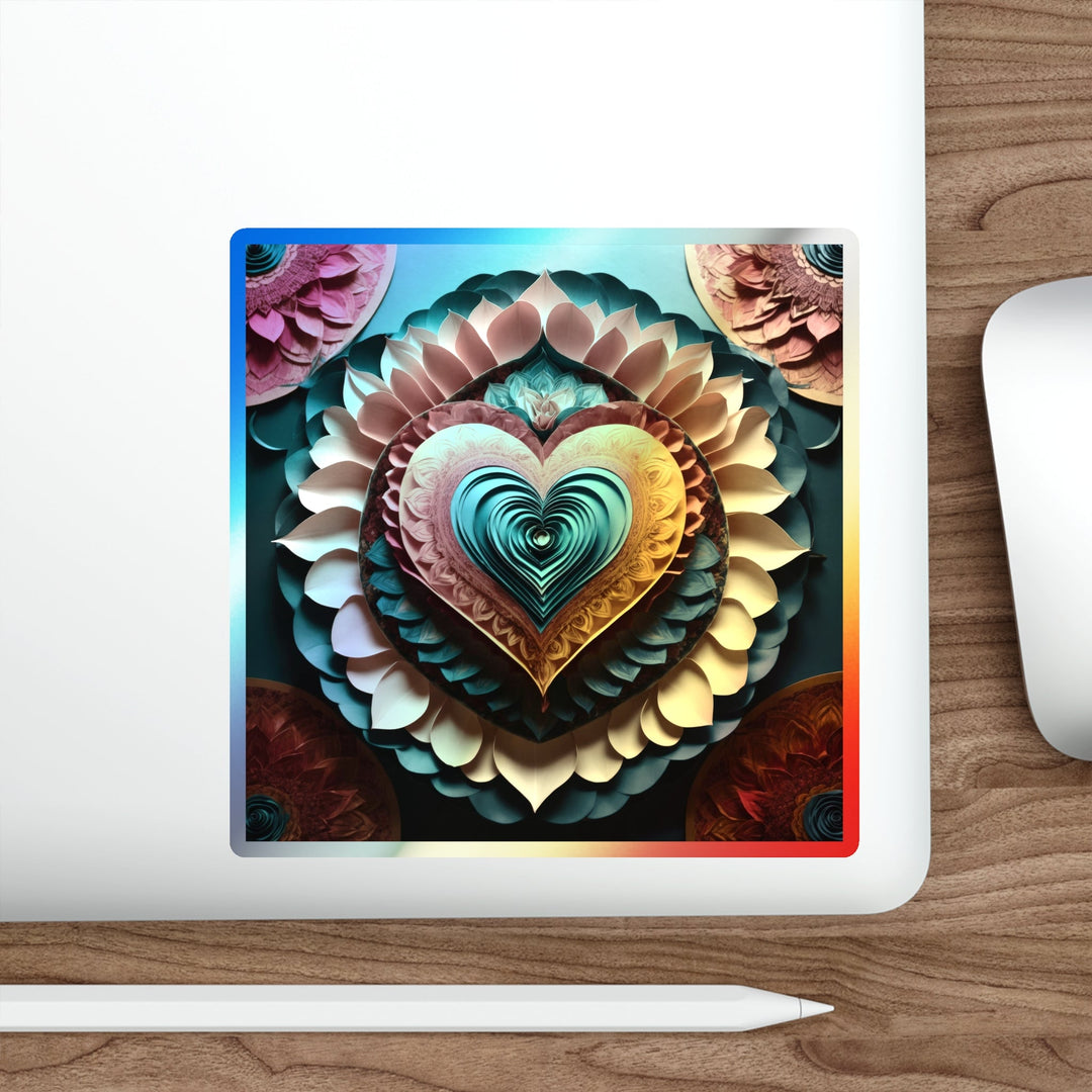 Layered Heart Artwork - Holographic Die-Cut Sticker - Paper products - g(0D·IO) - 5" × 5" - Die-Cut - Holographic