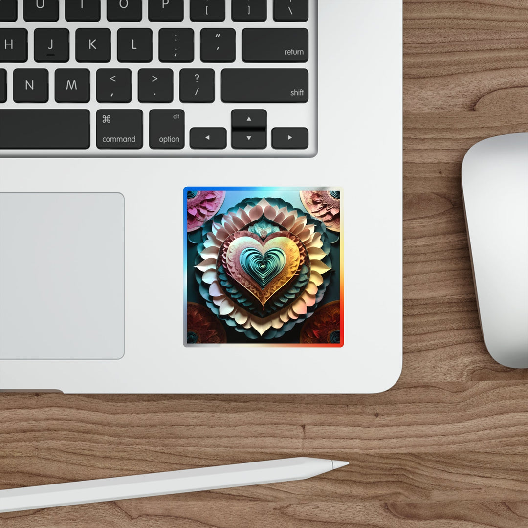 Layered Heart Artwork - Holographic Die-Cut Sticker - Paper products - g(0D·IO) - 5" × 5" - Die-Cut - Holographic