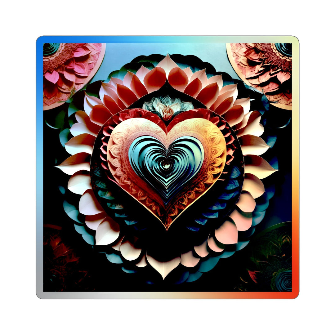 Layered Heart Artwork - Holographic Die-Cut Sticker - Paper products - g(0D·IO) - 4" × 4" - Die-Cut - Holographic