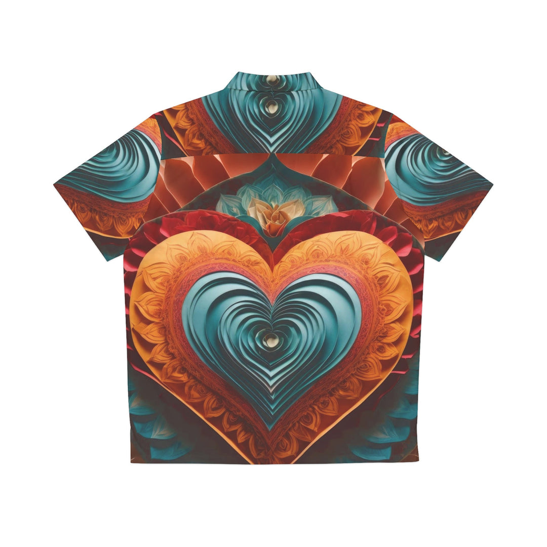 Layered Heart Artwork - Men's Hawaiian Shirt - All Over Prints - g(0D·IO) - S - Black -