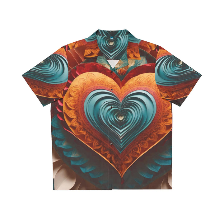 Layered Heart Artwork - Men's Hawaiian Shirt - All Over Prints - g(0D·IO) - S - Black -