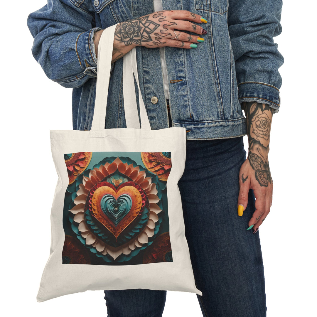 Layered Heart Artwork - Natural Tote Bag - Bags - g(0D·IO) - 15" x 16" - Natural -