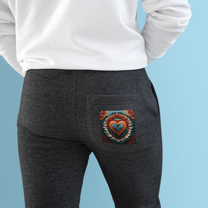 Layered Heart Artwork - Premium Fleece Joggers - Trousers - g(0D·IO) - Charcoal Heather - M -