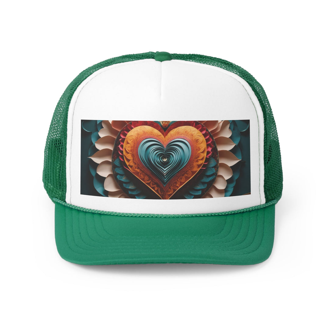 Layered Heart Artwork - Trucker Hat - Hats - g(0D·IO) - Green - One size -