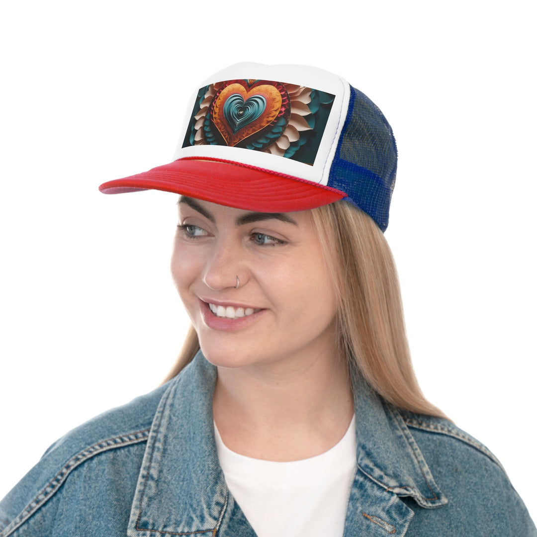 Layered Heart Artwork - Trucker Hat - Hats - g(0D·IO) - Pink - One size -