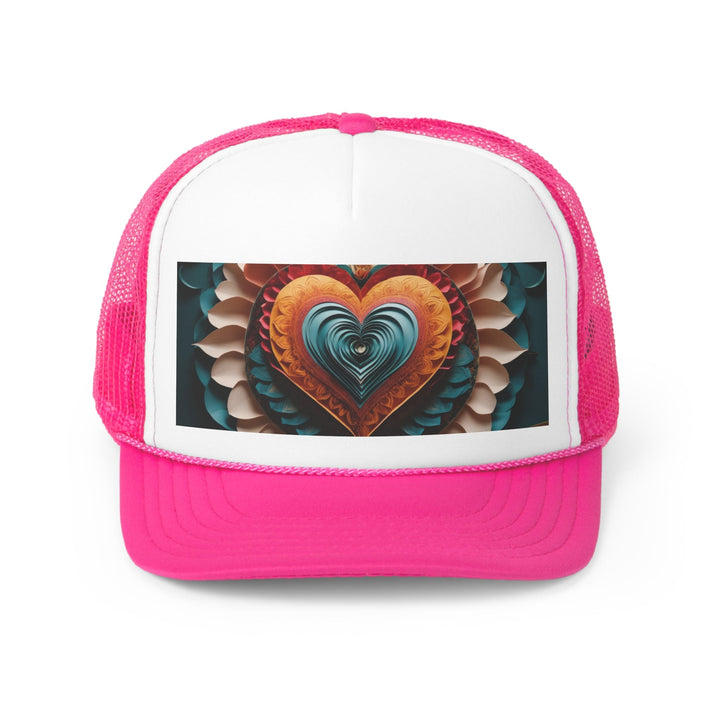 Layered Heart Artwork - Trucker Hat - Hats - g(0D·IO) - Pink - One size -